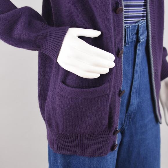 Vintage Purple Knit Cardigan with Pockets Men's Small - Picture 6 of 10